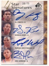 DERRICK ROSE RUSSELL WESTBROOK GORDON MAYO 2009/10 SP SIGNATURE QUAD AUTO #30/75