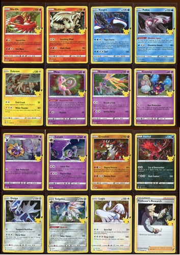 Celebrations 25th Anniversary Ex/NM Complete 16 Card Basic Holo Set /025 Pokemon