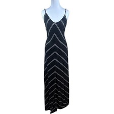 Loft Womens A-Line Striped V-Neck Maxi Sun Dress Small Tall Casual Contemporary
