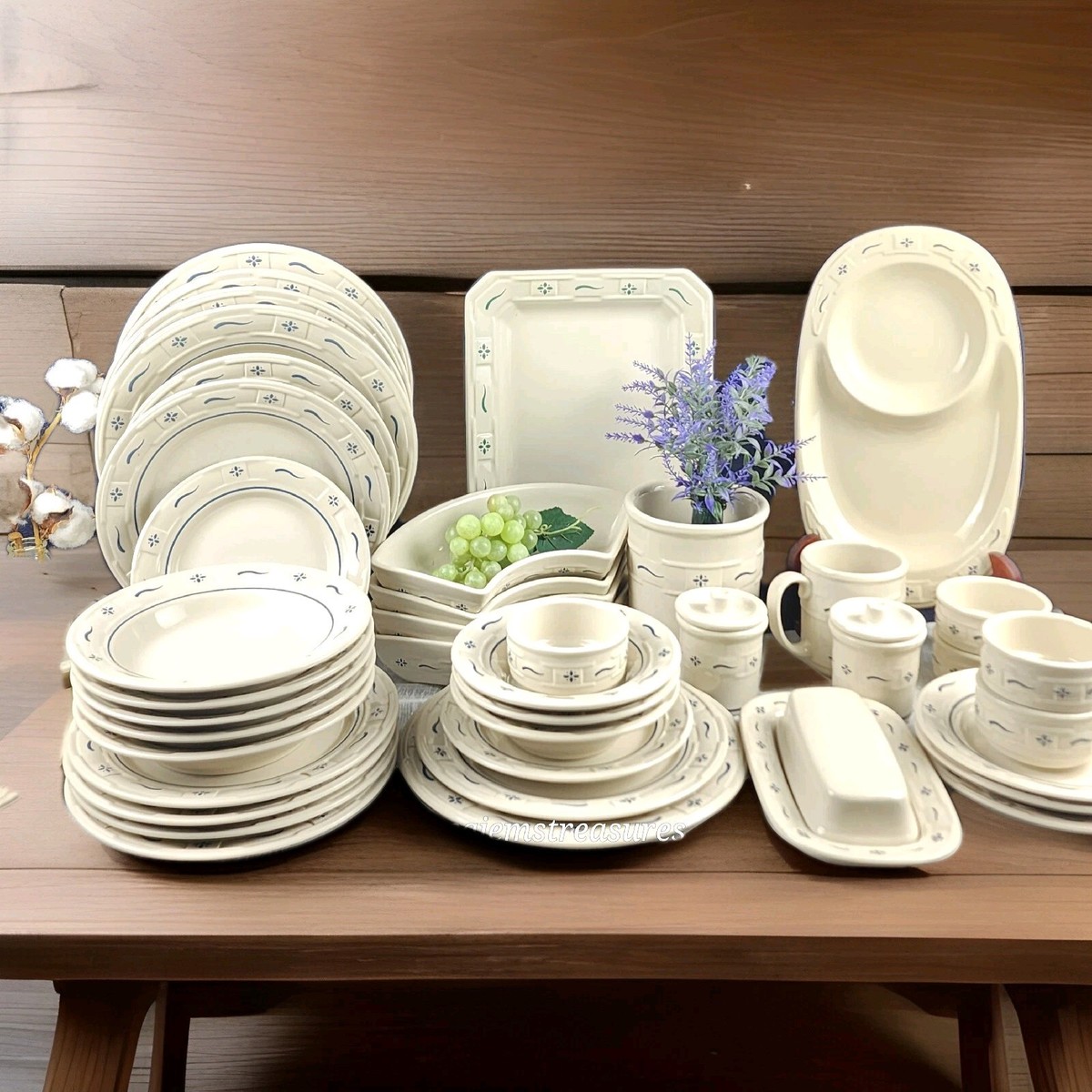 LONGABERGER, Woven Traditions Classic Blue & Green, Dinnerware