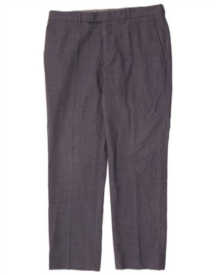 Marks & Spencer Mens Autograph Straight Suit Trousers W34 L29 Blue Wool OH02