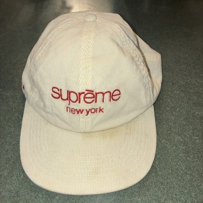SUPREME Hat NEW YORK White/Red GORE-TEX CORDUROY HAT Waterproof