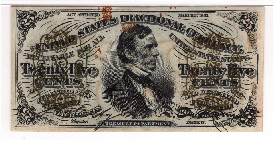 25c 3rd Issue Colby Spinner Fractional Currency Fr#1294 PMG Choice Unc 62 - Image 3 of 4