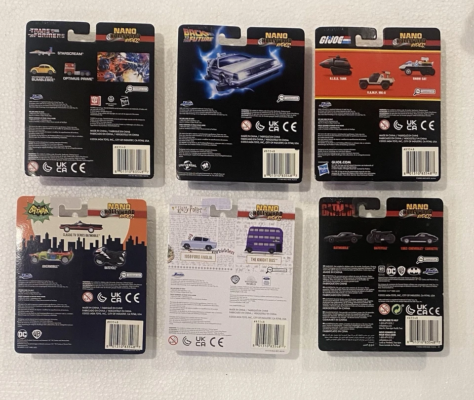 Jada Nano Hollywood Rides Lote de 6 Transformers GI Joe Regreso al Futuro Batman Foto 2 de 2