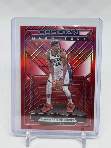2021-22 Obsidian Giannis Antetokounmpo Electric Etch Magnitude Red Flood (F45 - Picture 1 of 4