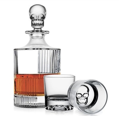 Skull Crystal Decanter And Glasses Set. New In Box, Great Gift!  FREE SHIPPING!
