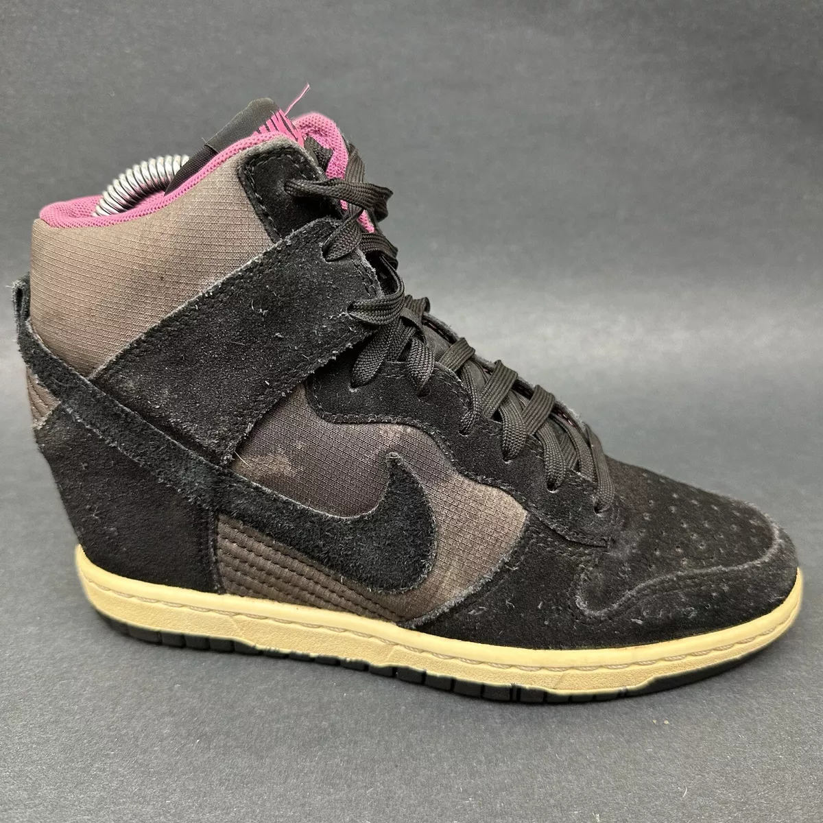 Nike Dunk Sky Hi Suede Hidden Wedges Camo Black Pink 543258 001 Size 7