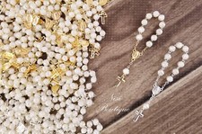 48 Pieces of Mini Rosary Favors White Gold or Silver Christening or all occasion