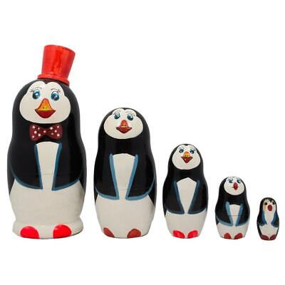 simhoa Set of 10 Pieces Hand Painted Penguin Animals Russian Babushka Matryoshka