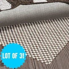 Non Slip Rug Pad Under Carpet Rug Gripper for Hardwood Floors 3'x5' Lot of 3