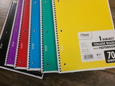 Mead Spiral Notebooks, 6 Pack, 1 Subject, College Ruled Paper, 7-1/2" x 10-1/2",