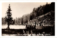 View of Seven Devils Mountains Riggins ID RPPC Real Photo Postcard 1930s-40s