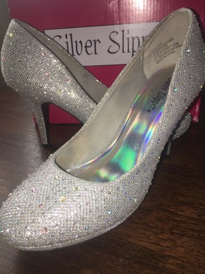 silver slipper heels