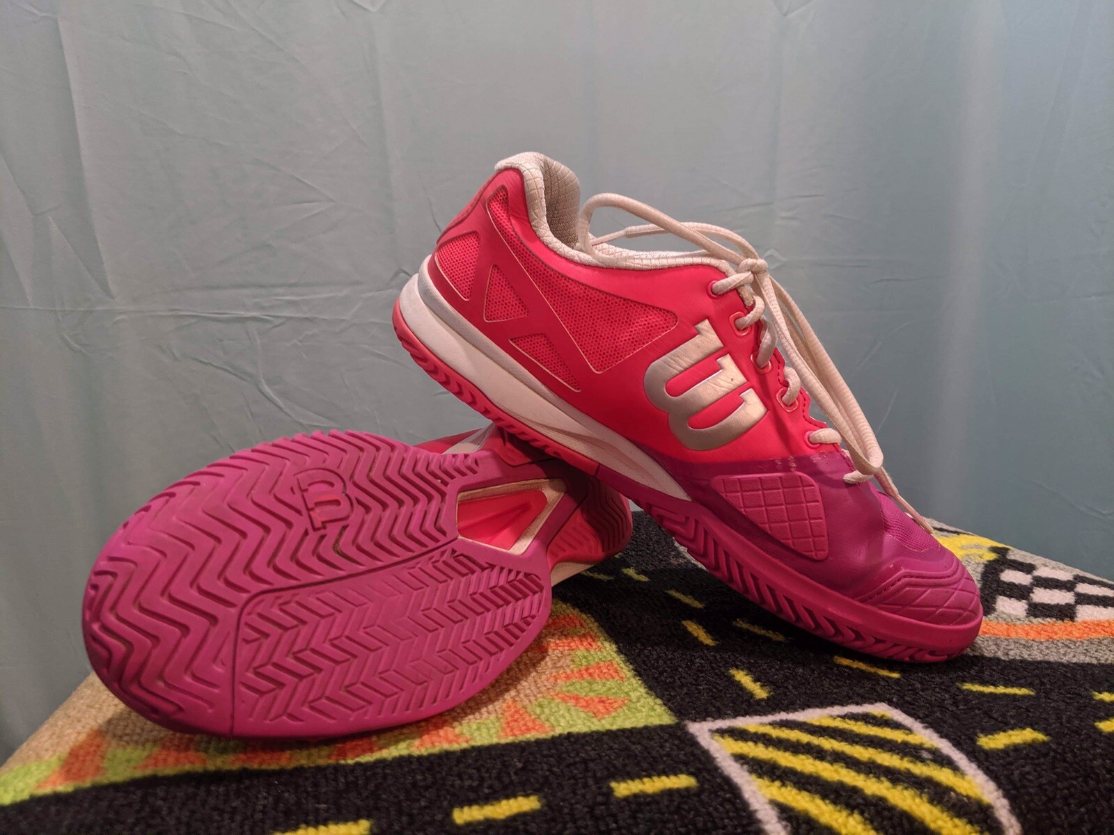 neon pink tennis shoes
