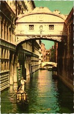 Venice Italy Ponte dei Sospiri Bridge of Sighs Gondola Passing-by Postcard