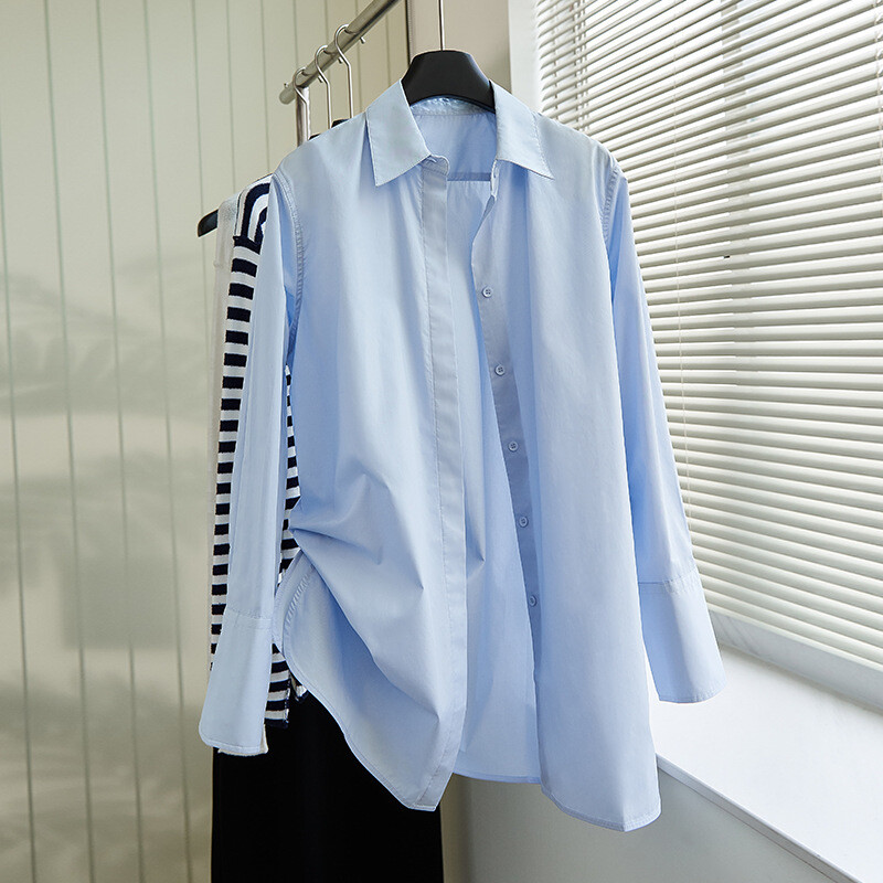 FILA Camicia donna THE ROW primavera nuova cotone sciolto semplice nicchia stile pigro media