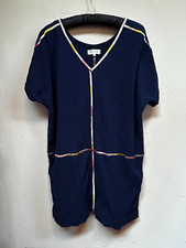 Madewell Isadora Embroidery Easy Dress Women's Sz Large V-neck Short Sleeve Blue