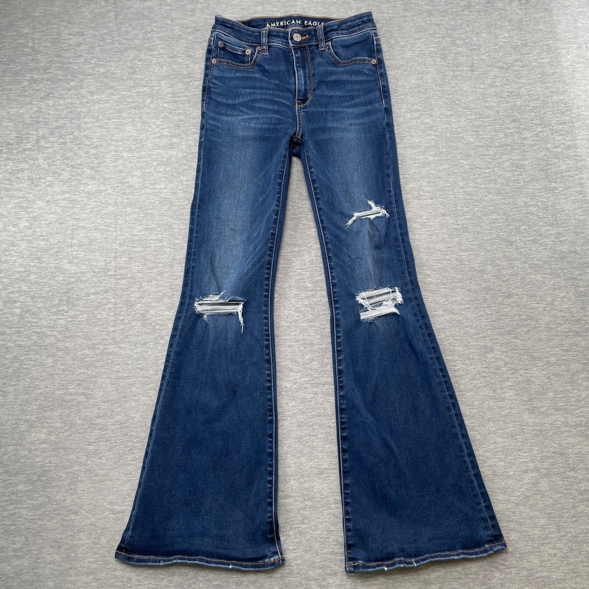 American Eagle Blue Super High Rise Flare Jeans Women's Blue