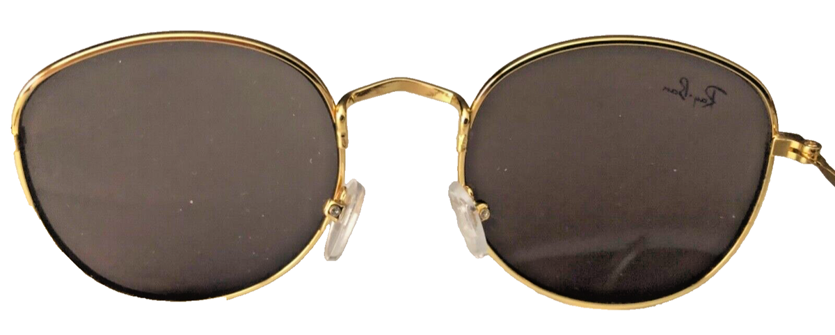 RAY-BAN ROUND RB3447 GOLD METAL FRAME BLUE MIRROR LENSES 