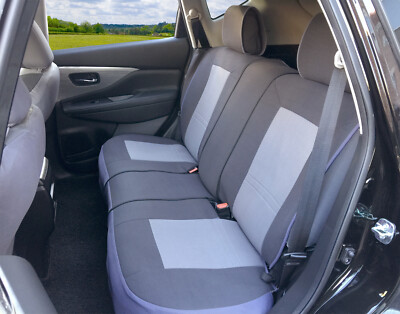 Gray Poly Fabric Semi Custom Rear Car Seat Cover Split Bench For