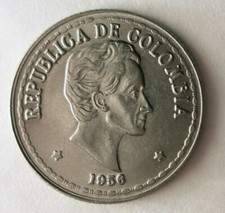 1956 COLOMBIA 20 CENTAVOS - Great Collectible - FREE SHIPPING - Colombia Bin A