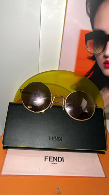 Fendi FF00177S Round Gold Sunglasses 53MM $420 #90 | eBay