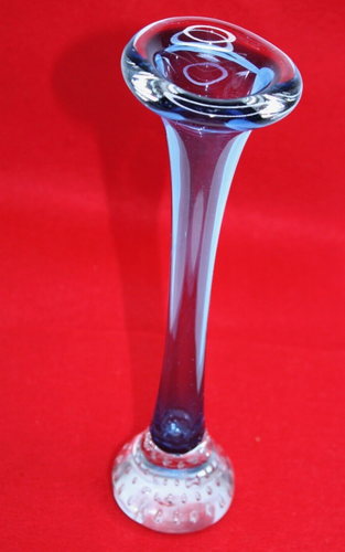 Blue Glass Vase Bullicante Bubble Scandinavian Aseda Glasbruk Jack in Pulpit - Picture 12 of 12