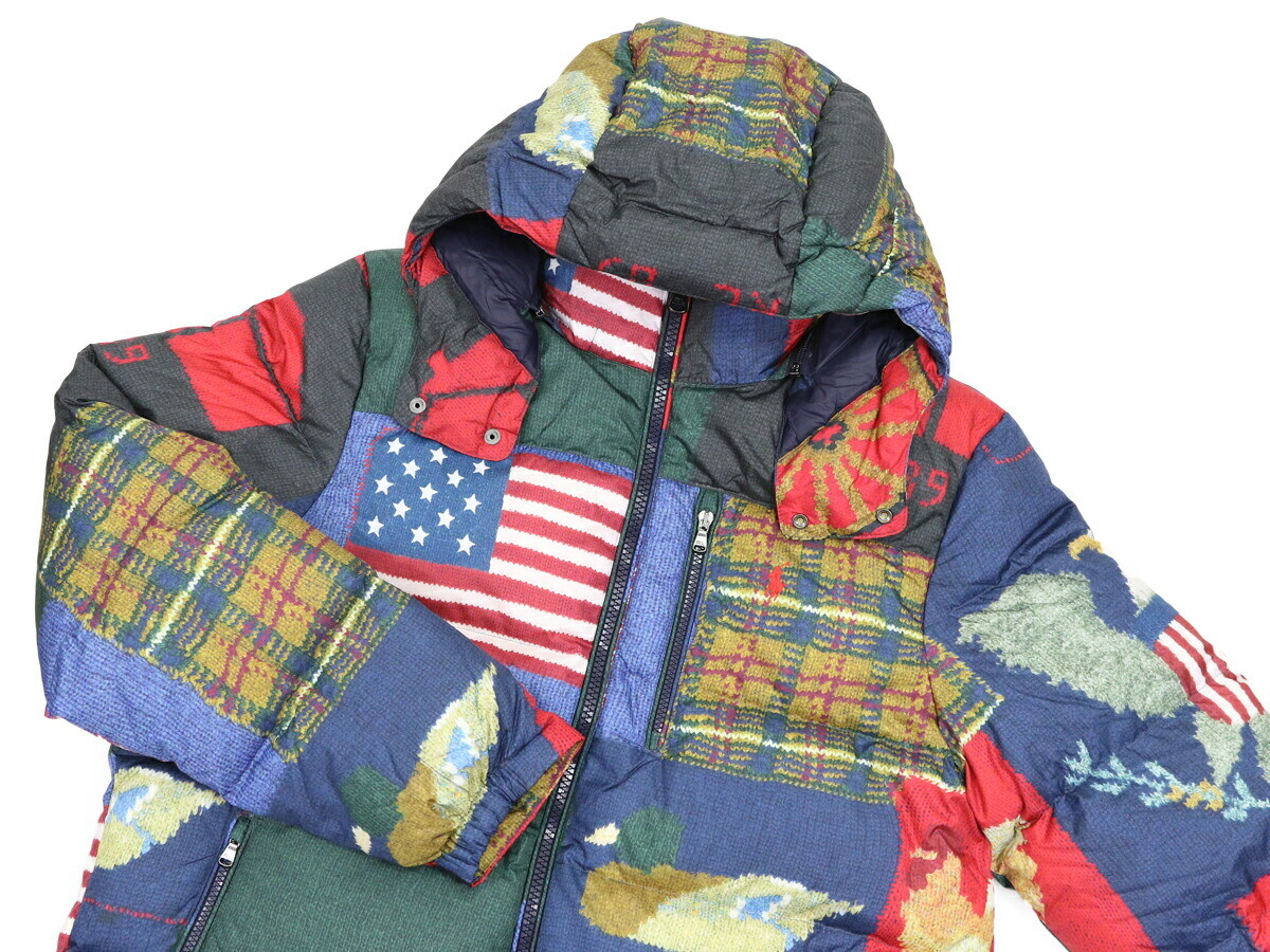 Polo Ralph Lauren Hooded Down Puffer Jacket Coat - Patchwork with