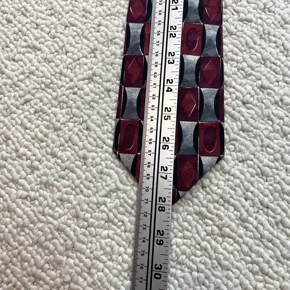 Corbata clásica de diseñador Giorgio Moreschi para hombre OS roja gris 100 % seda Foto 4 de 4