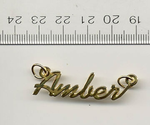 14kt Gold Plated "amber" Personalized Nameplate Word Charm - Product main view