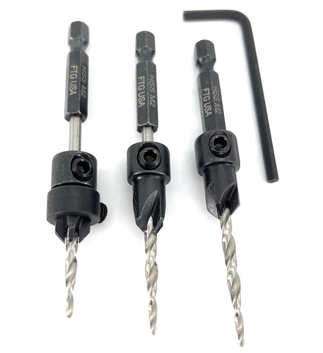 Countersink Drill Bit Set for Wood with Tapered Drill Bit 3 Pc #6 (9/64") - Picture 6 of 9