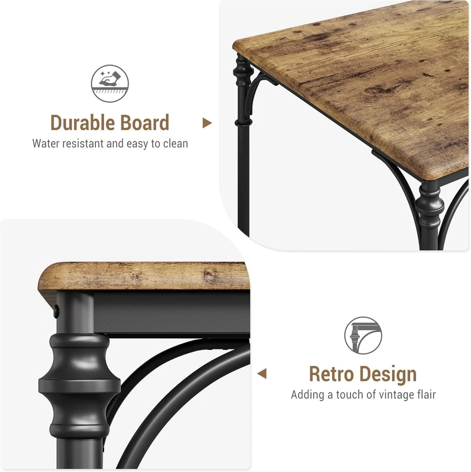 Juego de comedor columna romana de hierro (1+4) en acabado antiguo, estilo clásico retro Foto 2 de 4