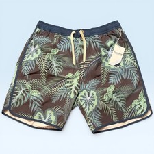 Fair Harbor Swim Trunks Mens Large Blue Navy Evergreen Floral Lined Quick Dry