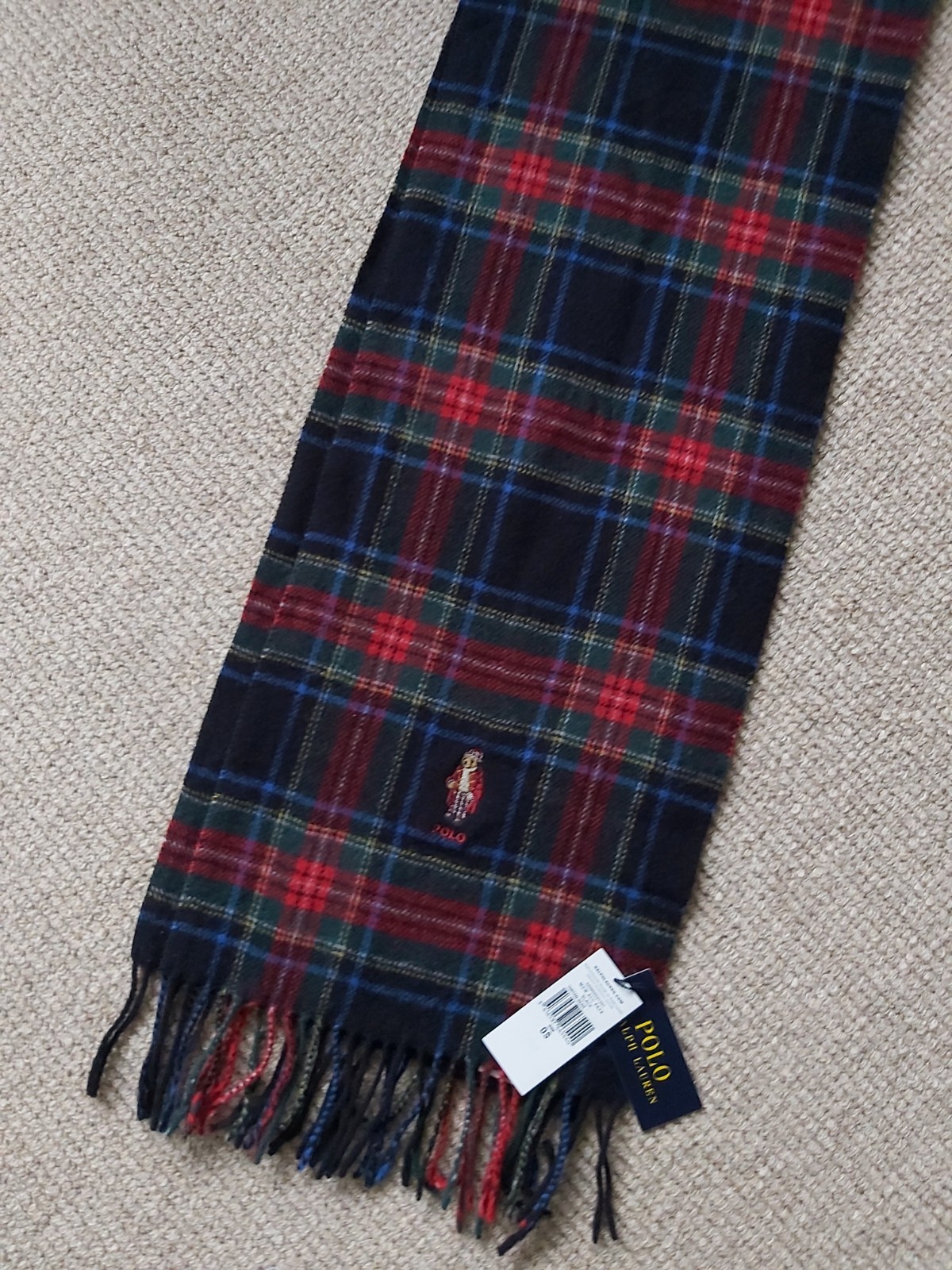 Genuine POLO RALPH LAUREN Tartan Bear 100% Wool SCARF 449959531001  Ralp1