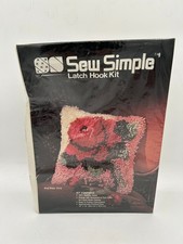 Sew Simple Red Rose Latch Hook Kit 12"x12" Acrylic Yarn DIY Craft - Unopened Box