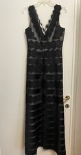 JS Collections Satin And Lace Black Evening Gown Size 10