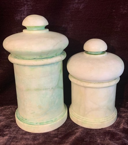 RARE Antique 19th Century European Alabaster Pharmacy Jar Set Apothecary - 第 1/11 張圖片