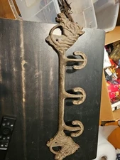 Rustic Cast Iron Horse Head Hanger Coat Hat Key Rack Western Tack Triple Hooks