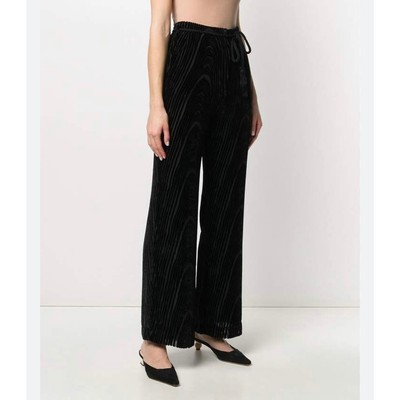 Nanushka Giada Devoree Black High Waisted Velvet Straight Leg Trouser Pants M