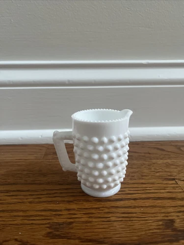 Vintage Fenton White Milk Glass Hobnail 3" Mini Creamer Pitcher