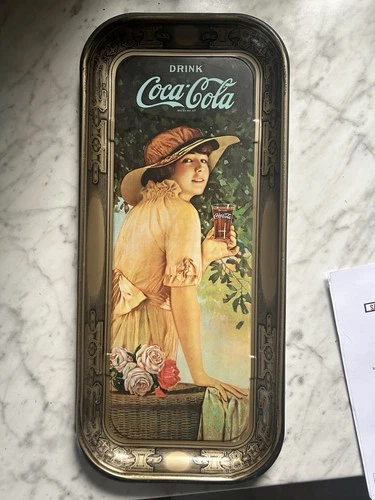 Vintage 1972 Coca Cola Decorative Metal Tray 1916 World War Girl