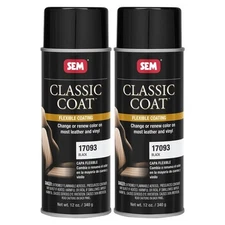 SEM 17093 Classic Coat Flexible Coating Black Interior Vinyl Leather 12oz 2 Cans