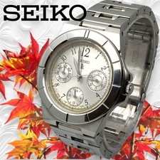 SEIKO Lk Lukia Ladies Watch Daydate Round 3 Hand Quartz Silver Dial Stainless
