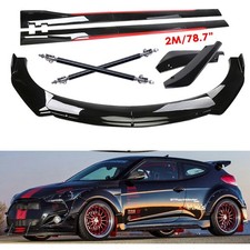 For Hyundai Veloster Front Bumper Lip Side skirt Rear lip Gloss Black Body Kit