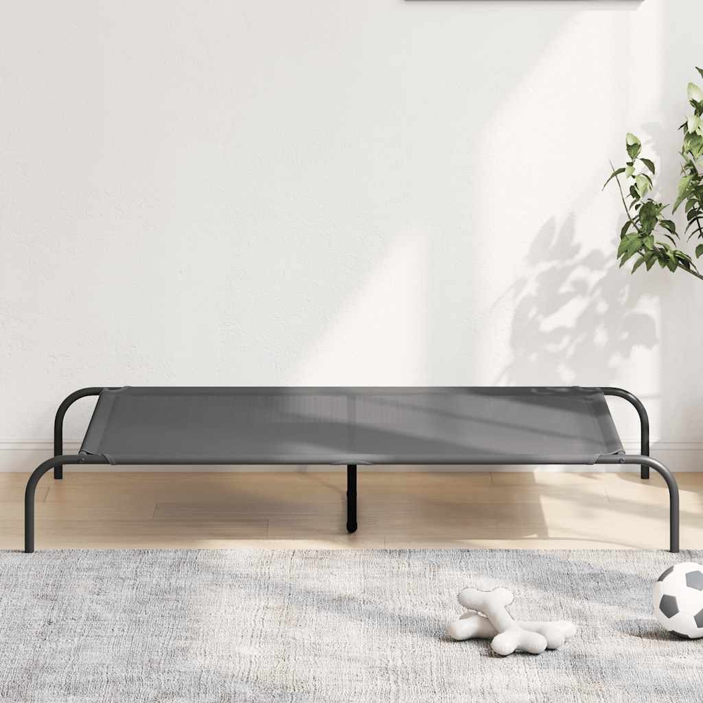 Cuccia per Cani Rialzata Grigia 130x80x20cm Textilene e Acciaio