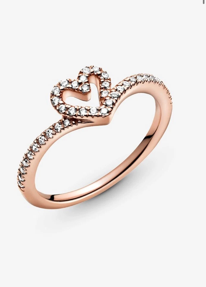 Pandora Oro Rosa Espoleta Corazón Anillo Talla 5 en Perfecto Estado, Caja Incluida Foto 3 de 4