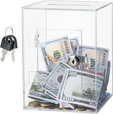 Clear Acrylic Piggy Bank for Adults & Kids - Large Money Saving Box