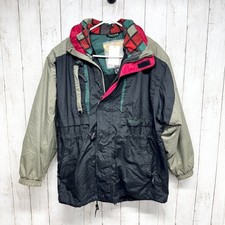 Vtg Obermeyer Jacket Juniors Size 16 Black Beige Arrowhead Ski Snowboard Coat