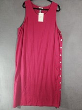 NWT Vintage Talbots Plus 18W Maxi Shift Dress Linen Blend Red Lagenlook Buttons 