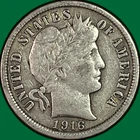 1916 Barber Dime Very Fine VF Coin #40505